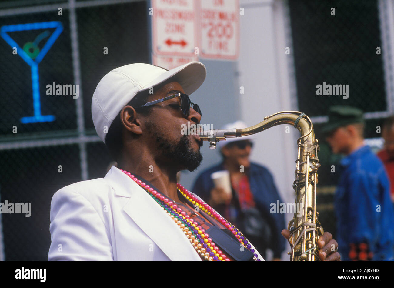 Jazz Musiker auf French Quarter New Orleans am Mardis Gras LA Stockfoto