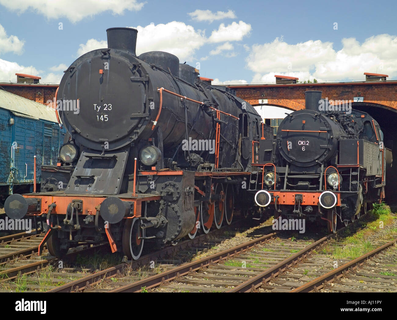 Dampf-Lokomotiven Ty 23 und Oki 3 Motoren Stockfoto