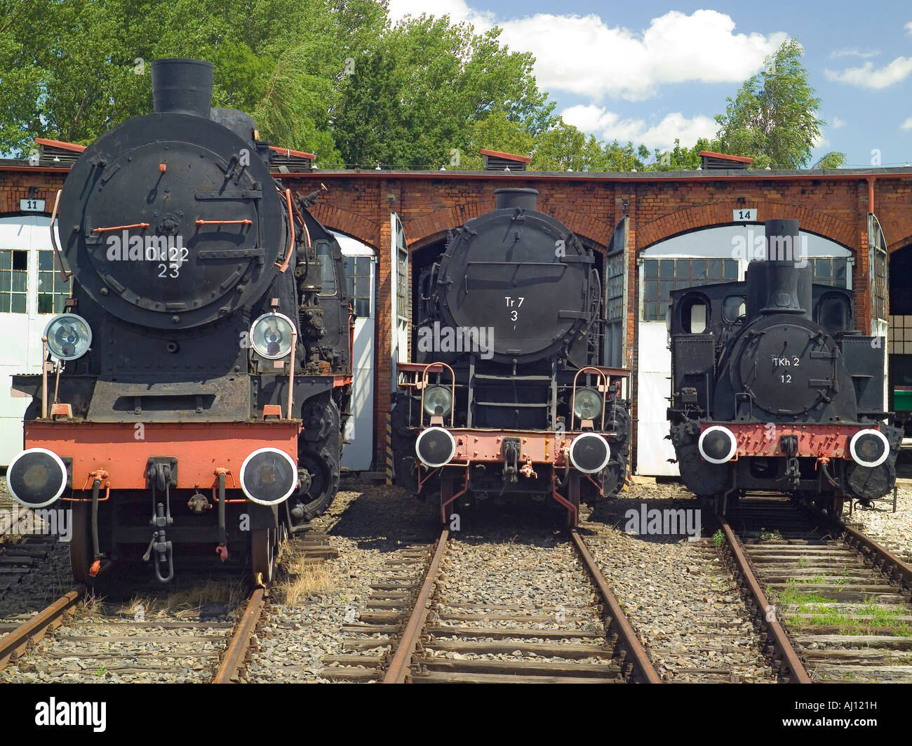 Dampfmaschinen Lokomotiven Ok 22, Tr 7und Tkh 2 Stockfoto