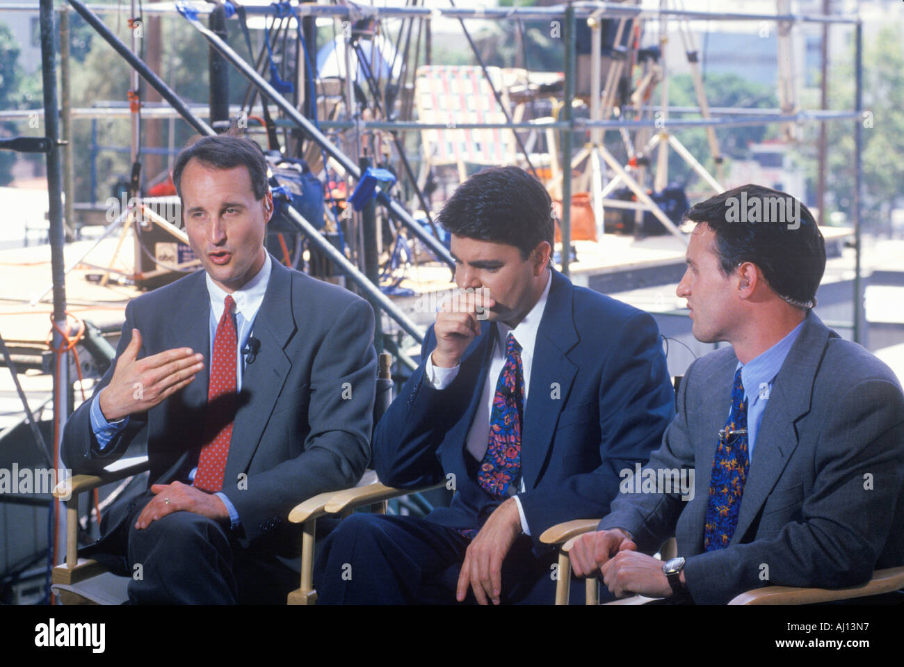 CNN News Kommentatoren diskutieren O J Simpson Versuch Los Angeles CA Stockfoto