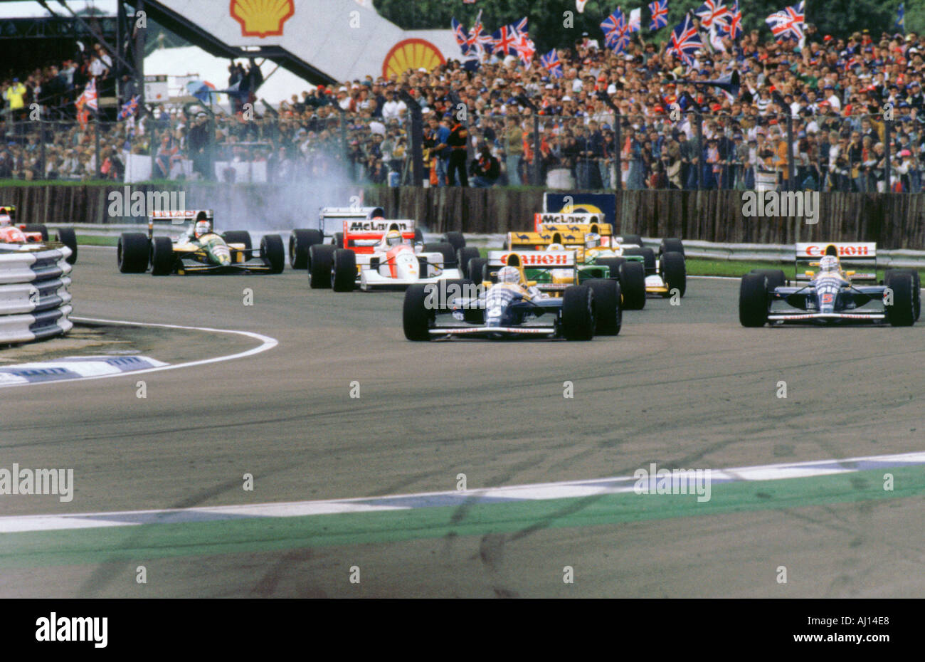 Start von britischen Grand Prix in Silverstone 1992 Stockfoto