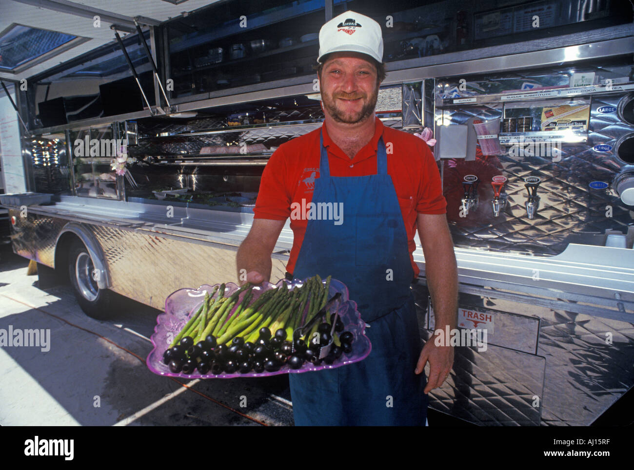 Kraft-Dienstleistungen catering Truck am Drehort des Filmes set Versuchung Miami FL Stockfoto