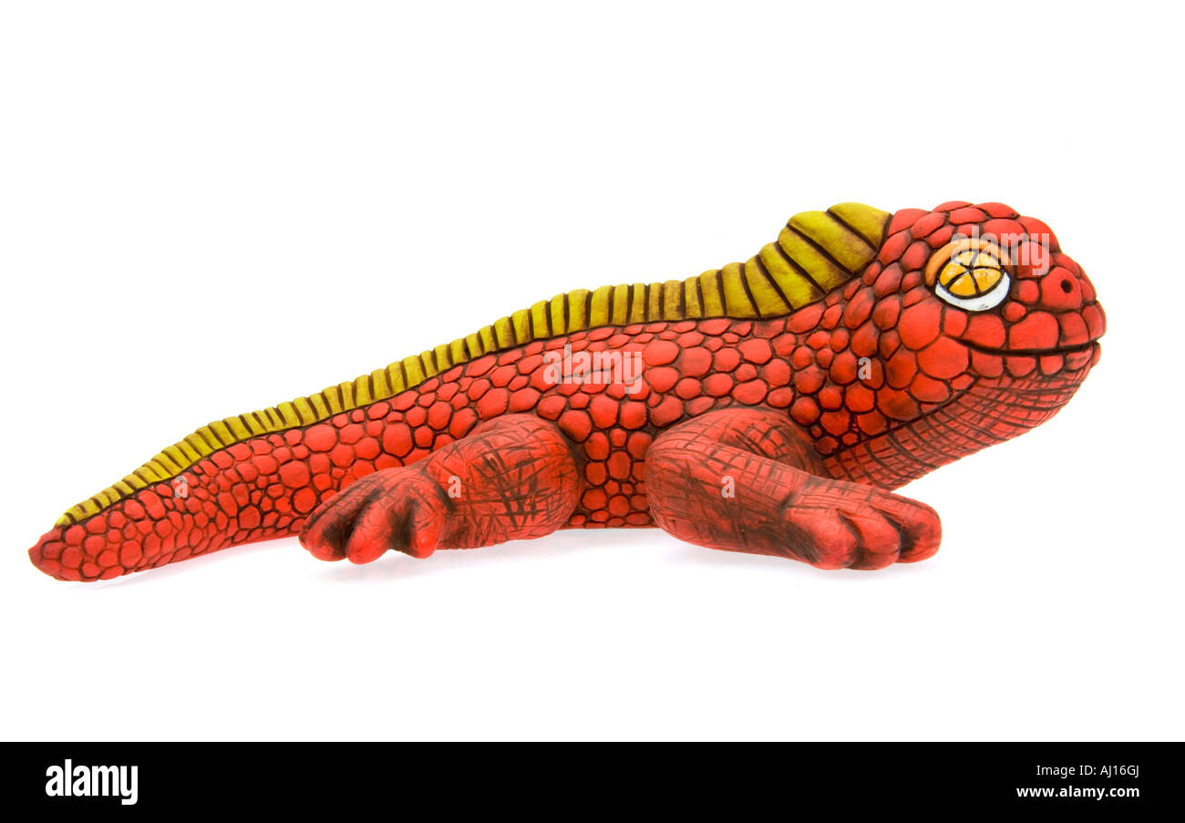 SOUVENIR aus der Galapagos Inseln Crock irdenen Leguan rot Spielzeug Stockfoto