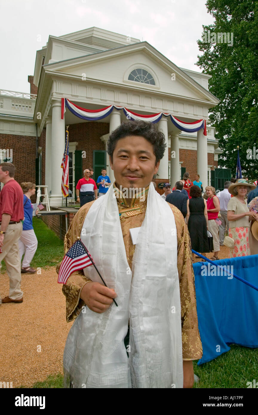 Tibetischen Einwanderer und 76 neue amerikanische Bürger am Independence Day Naturalization Ceremony am 4. Juli 2005 an Thomas Jefferson s Stockfoto