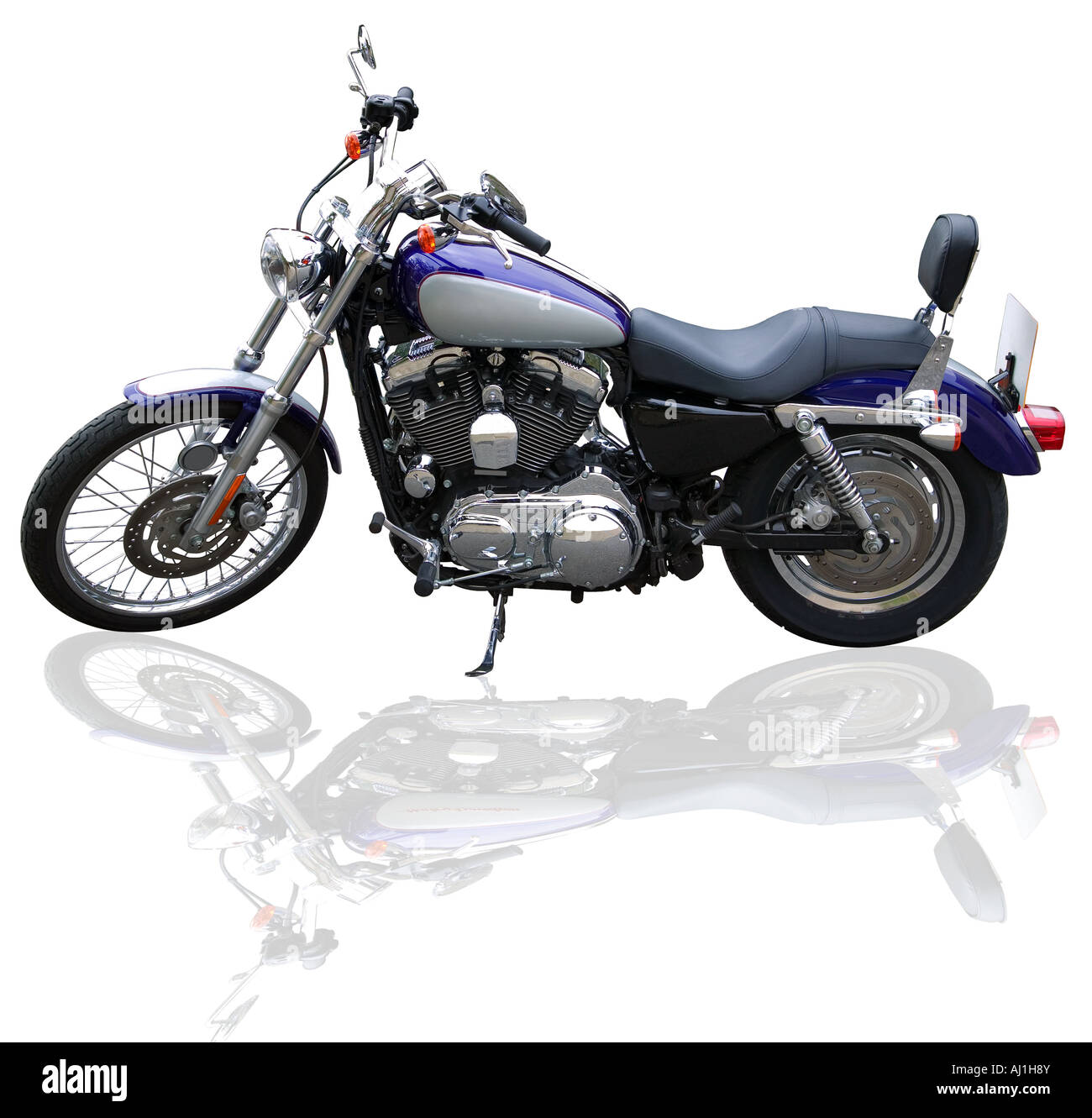 Custom Motorrad auf weißem Hintergrund Stockfoto