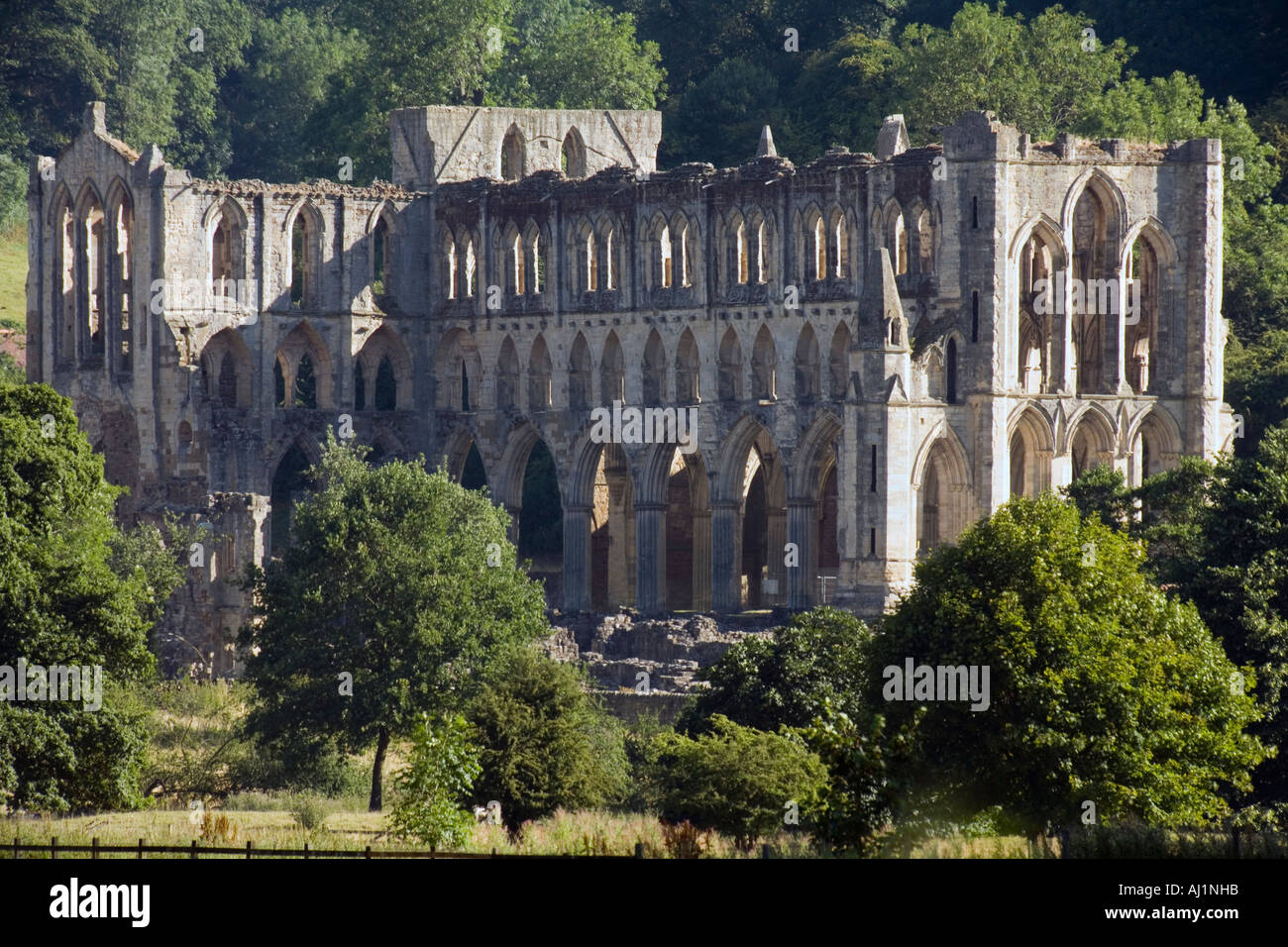 Rievaulx Abbey eingebettet in das Tal in den North York Moors National Park Yorkshire UK Stockfoto