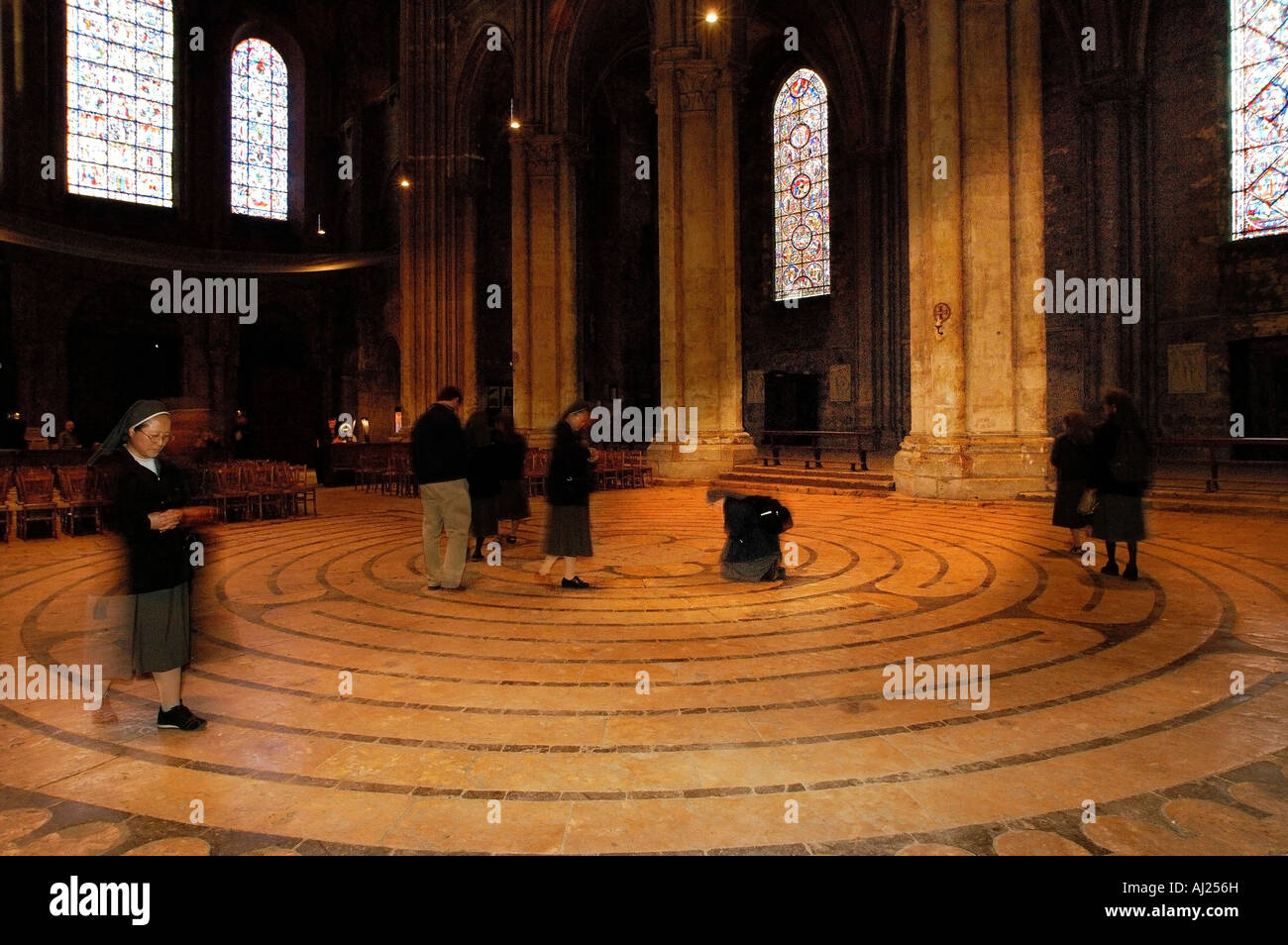 Frankreich, Eure et Loir, Chartres, 13. Jahrhundert Labyrinth von Notre Dame de Chartres UNESCO Weltkulturerbe Stockfoto