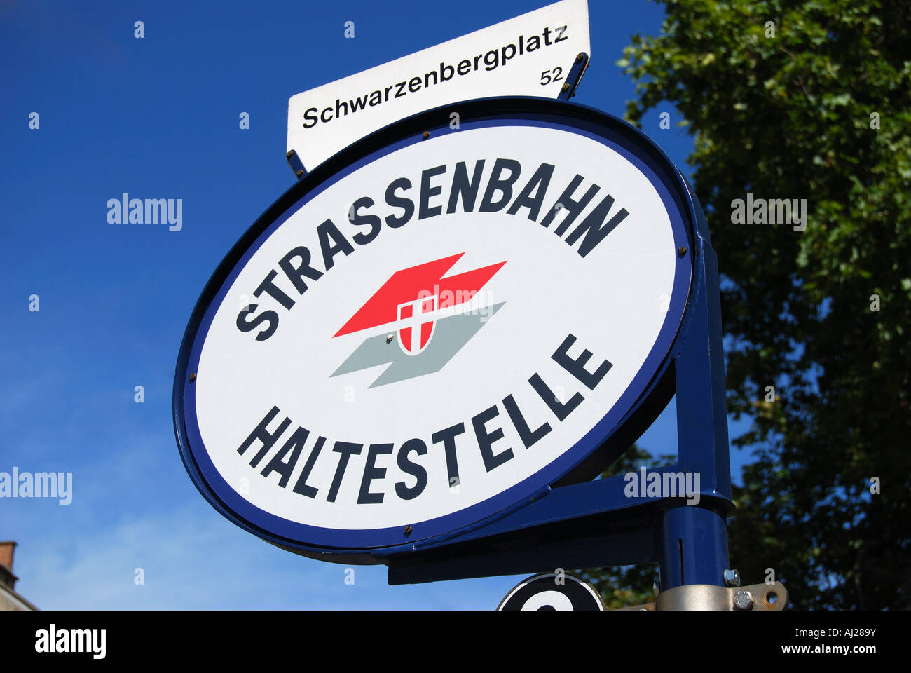 Wiener Tramway (BIM) Stop-Schild, Wien, Wein, Republik Österreich Stockfoto