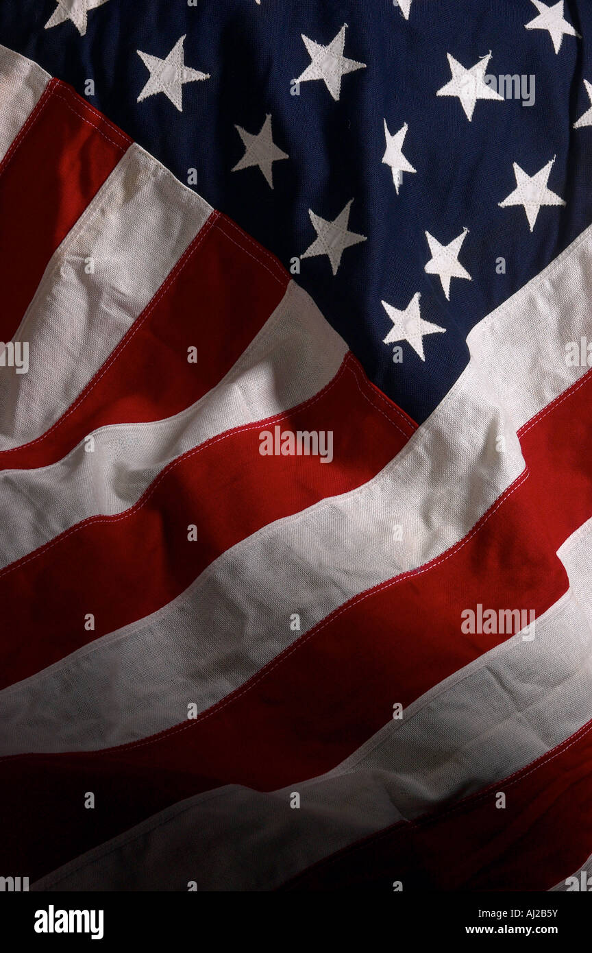 Amerikanische Flagge Studio Stillleben entrollten und drapiert Stockfoto