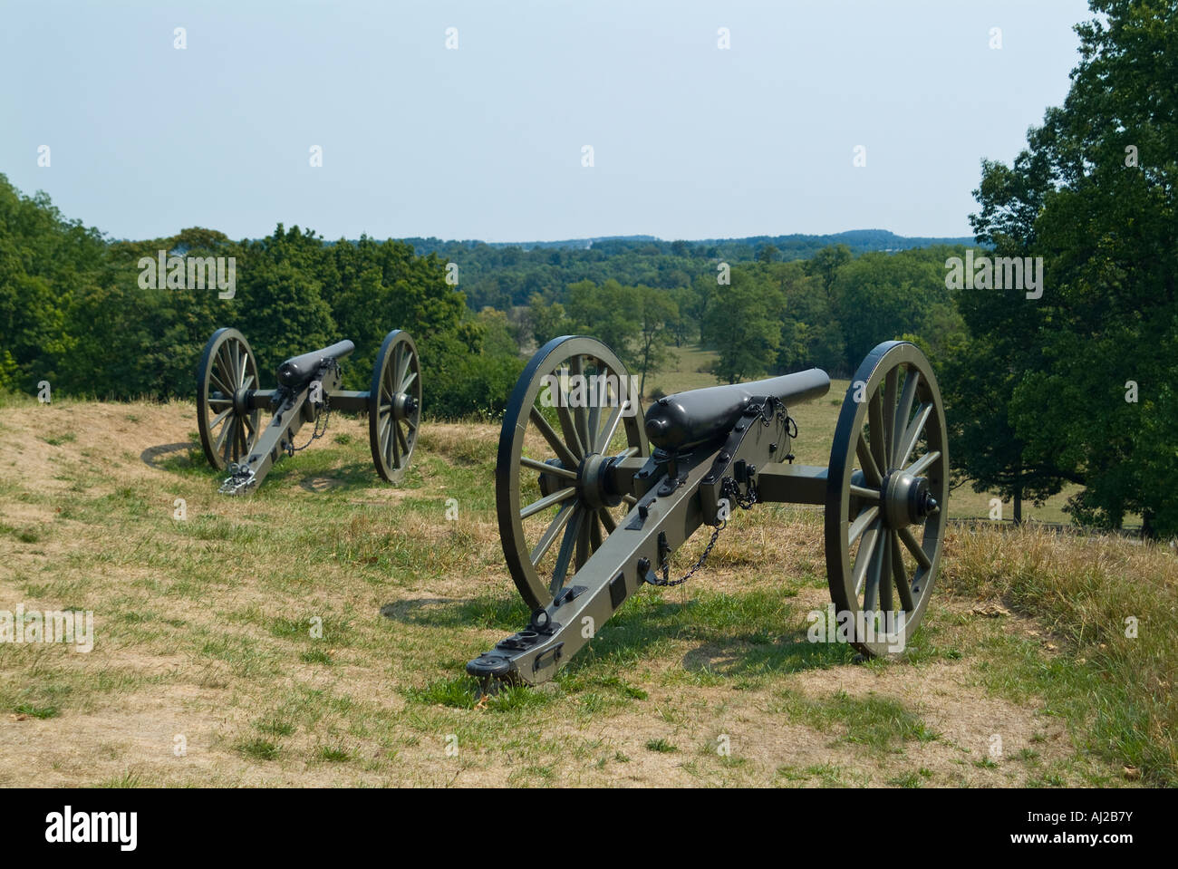 Gettysburg bürgerlichen Krieg-Denkmal & Kanone, Gettysburg, PA USA Stockfoto