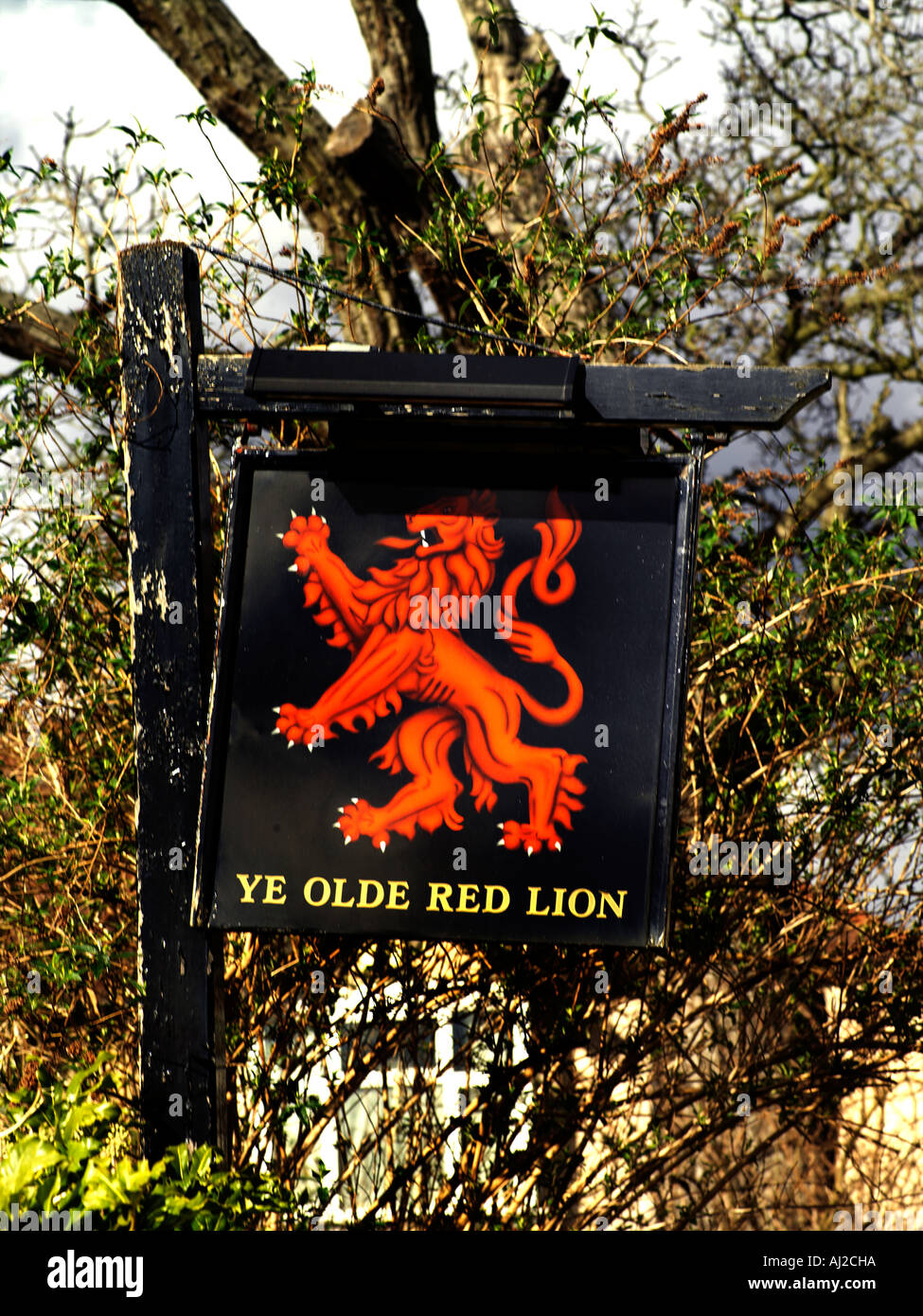 Ye Old Red Lion Pub Sign in Cheam Surrey England Stockfoto