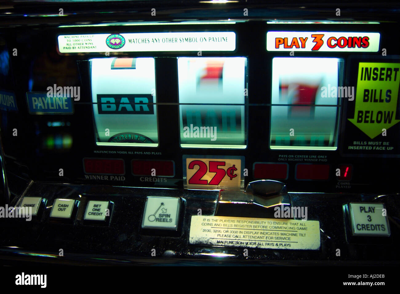 Slot-Maschine Rollen in Bewegung Stockfoto