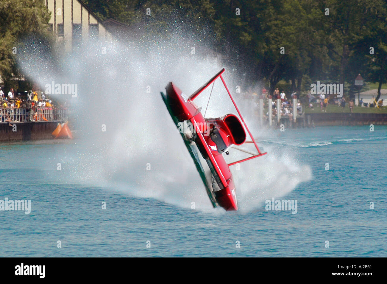 Wasserflugzeug Boote Geschwindigkeit Rennen auf dem St. Clair River Port Huron Michigan Stockfoto