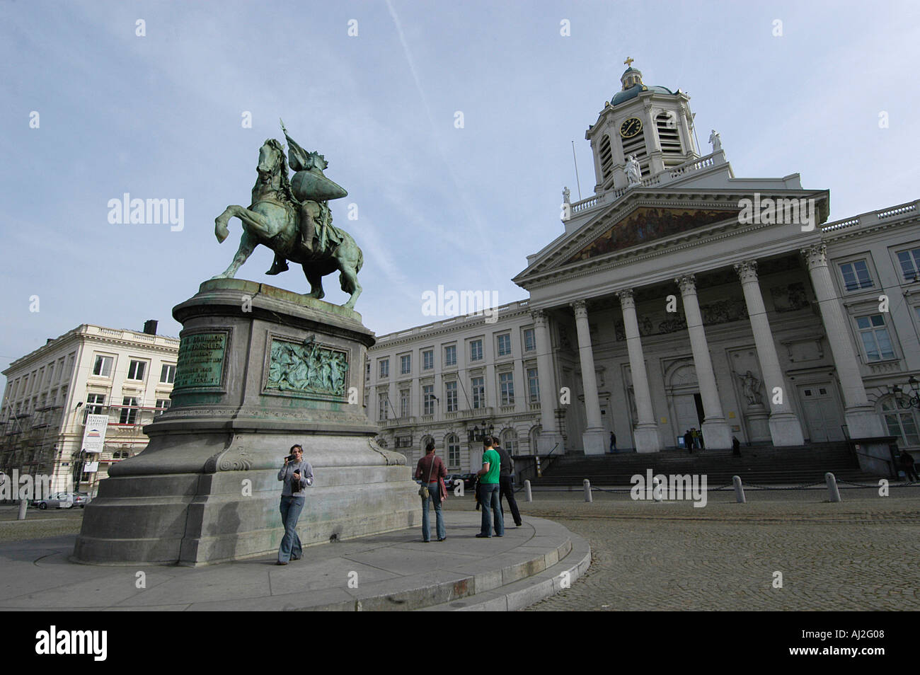 Statue von Godfry von Bouillon Führer des ersten Kreuzzuges 1096 Royale oder Royal Square Brüssel Belgien Stockfoto