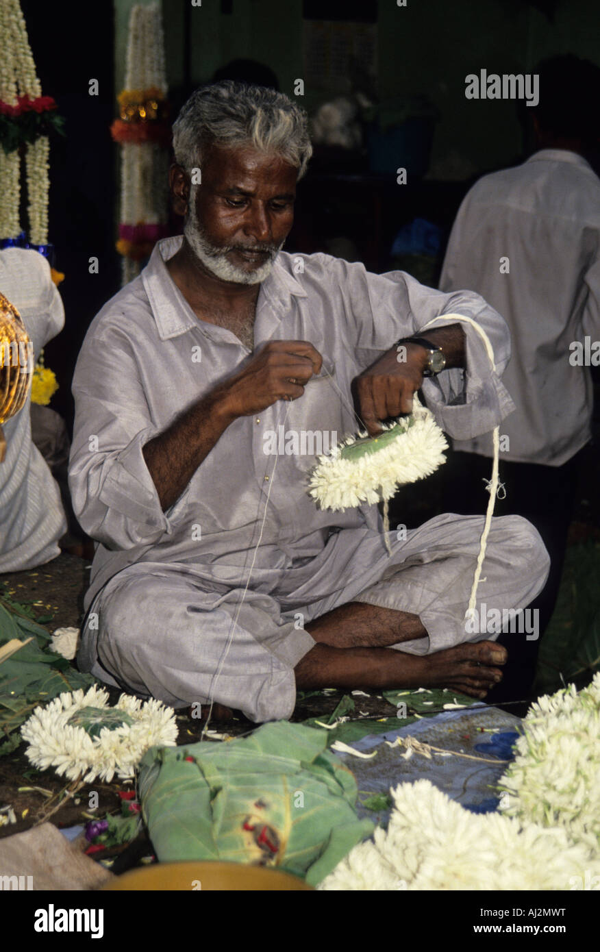 Süd-Indien Karnataka Mysore Blumenmarkt Stockfoto