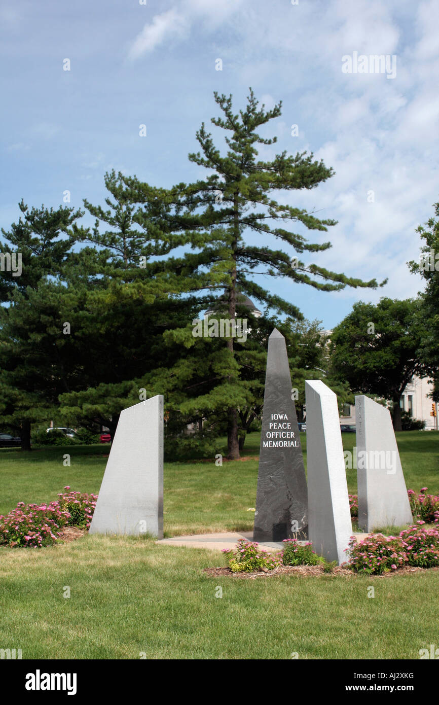 Peace Officers Memorial, Capitol Gründen Des Moines Stockfoto