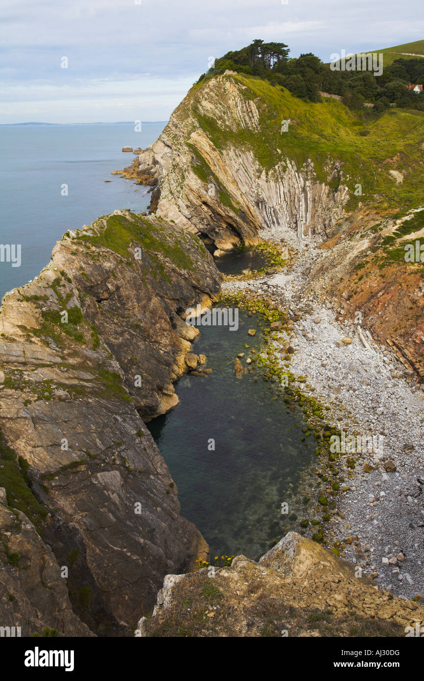 Faszinierende geologische Formationen am Stair Hole neben Lulworth Cove, Dorset Stockfoto