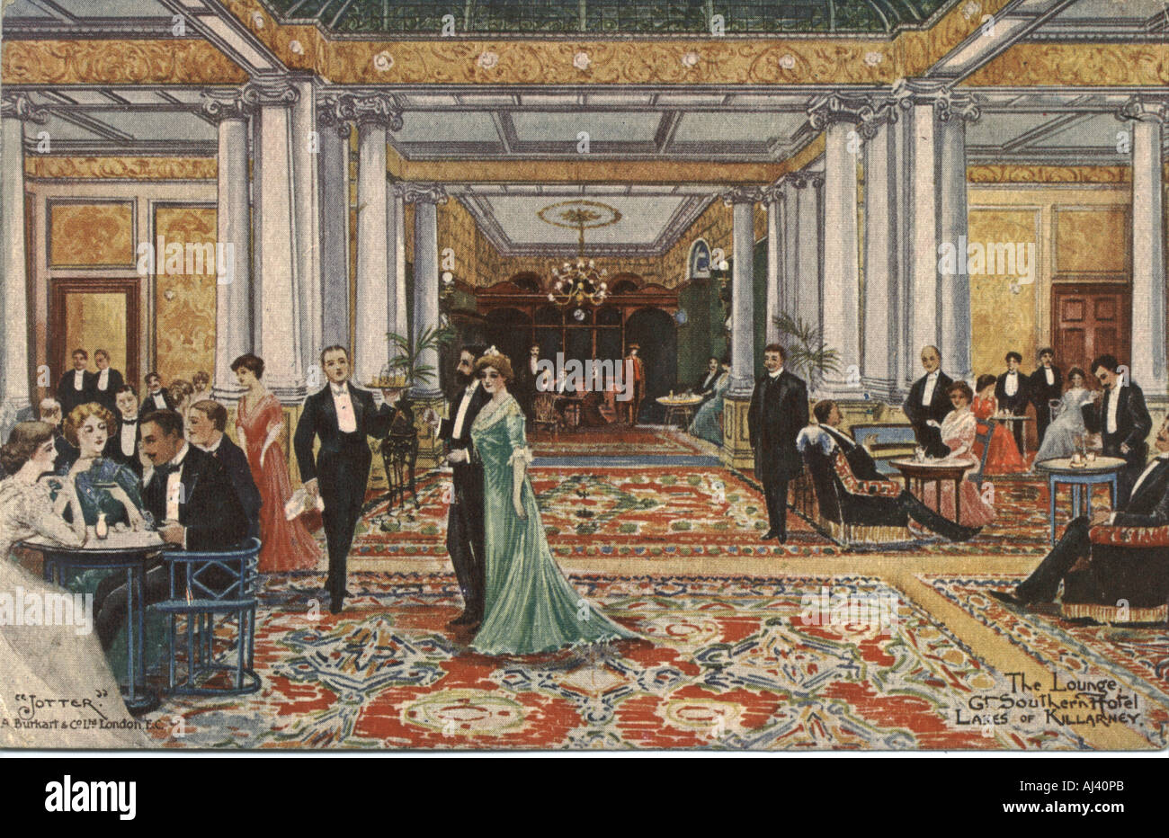 Werbe Postkarte für Great Southern Hotel, Killarney, Irland, vom Künstler "Jotter" ca. 1906 Stockfoto