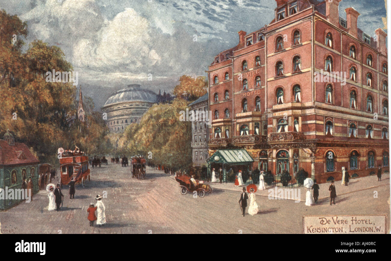 Postkarte für De Vere Hotels, Kensington, London, vom Künstler Werbung verwendet "Jotter" postally 1912 Stockfoto