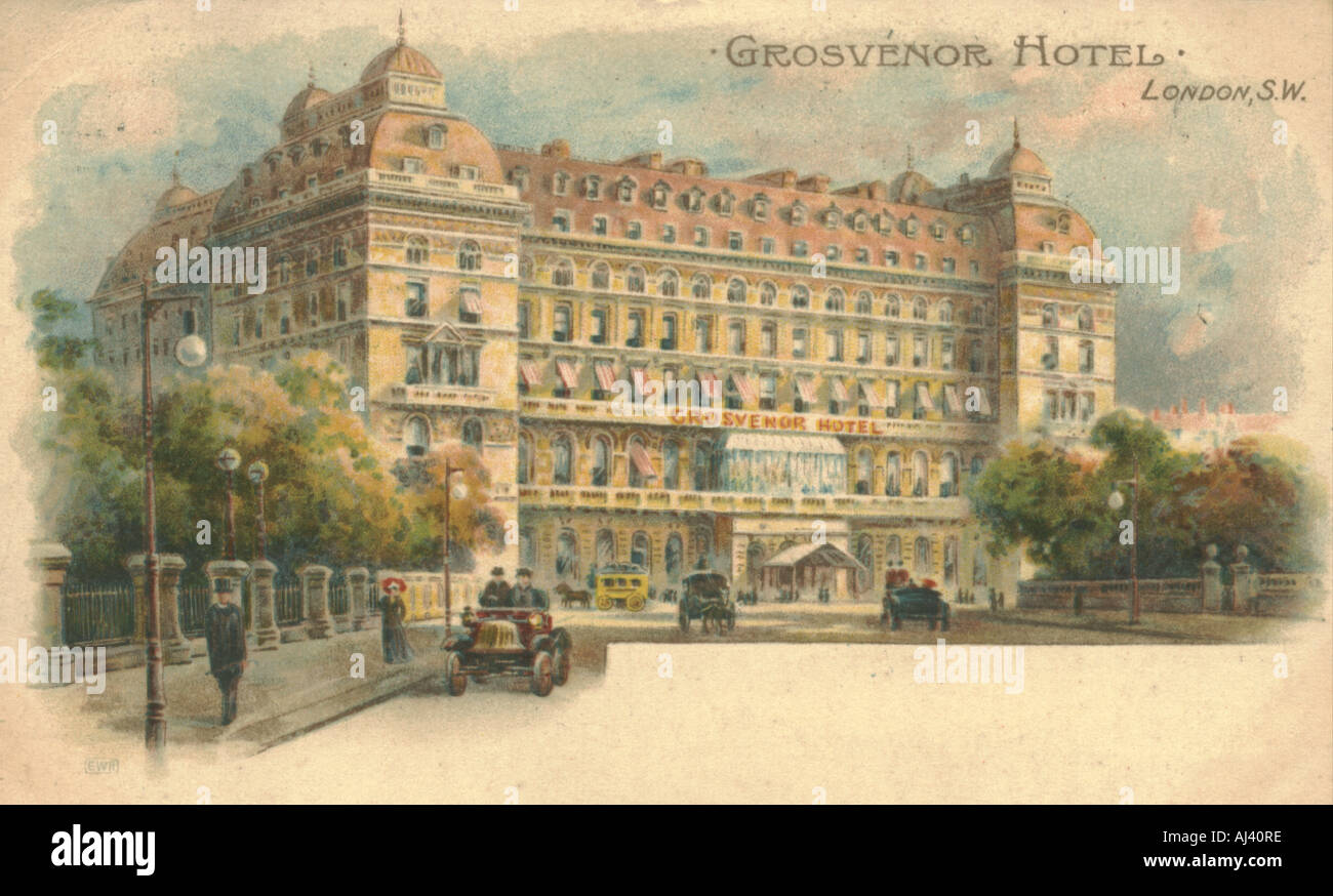 Chromolithographed Werbe Postkarte für Hotel Metropole, London, ca. 1906 Stockfoto