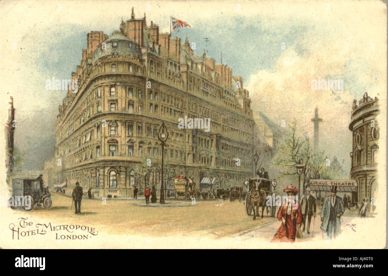 Chromolithographed Werbung Ansichtskarte für Hotel Metropole, London, ca. 1906 Stockfoto