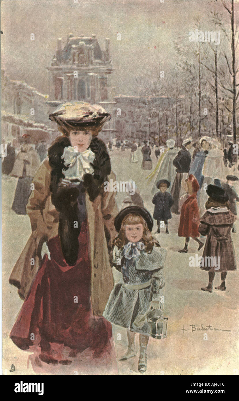Postkarte von beschäftigt Straßenszene Künstlers Lionello Balestrieri, postally verwendete 1906 Stockfoto