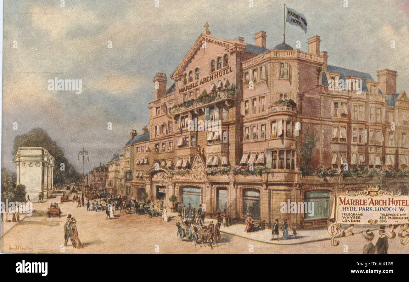 Werbung Postkarte für Marble Arch Hotel, Hyde Park, London, um 1910 Stockfoto