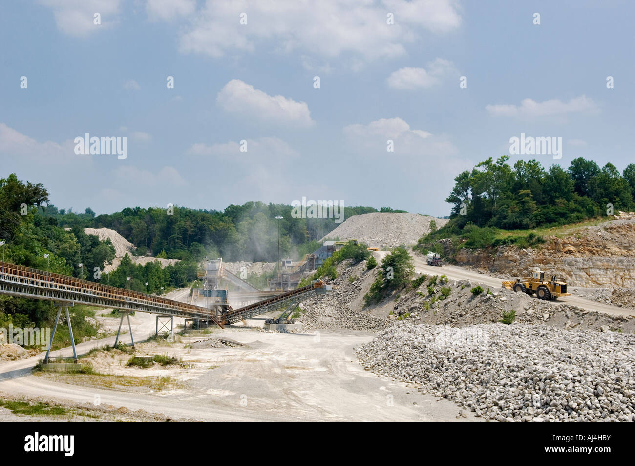 Gebrochenem Kalkstein Steinbruch Mulzer Schotter in der Nähe von New Amsterdam Indiana Stockfoto