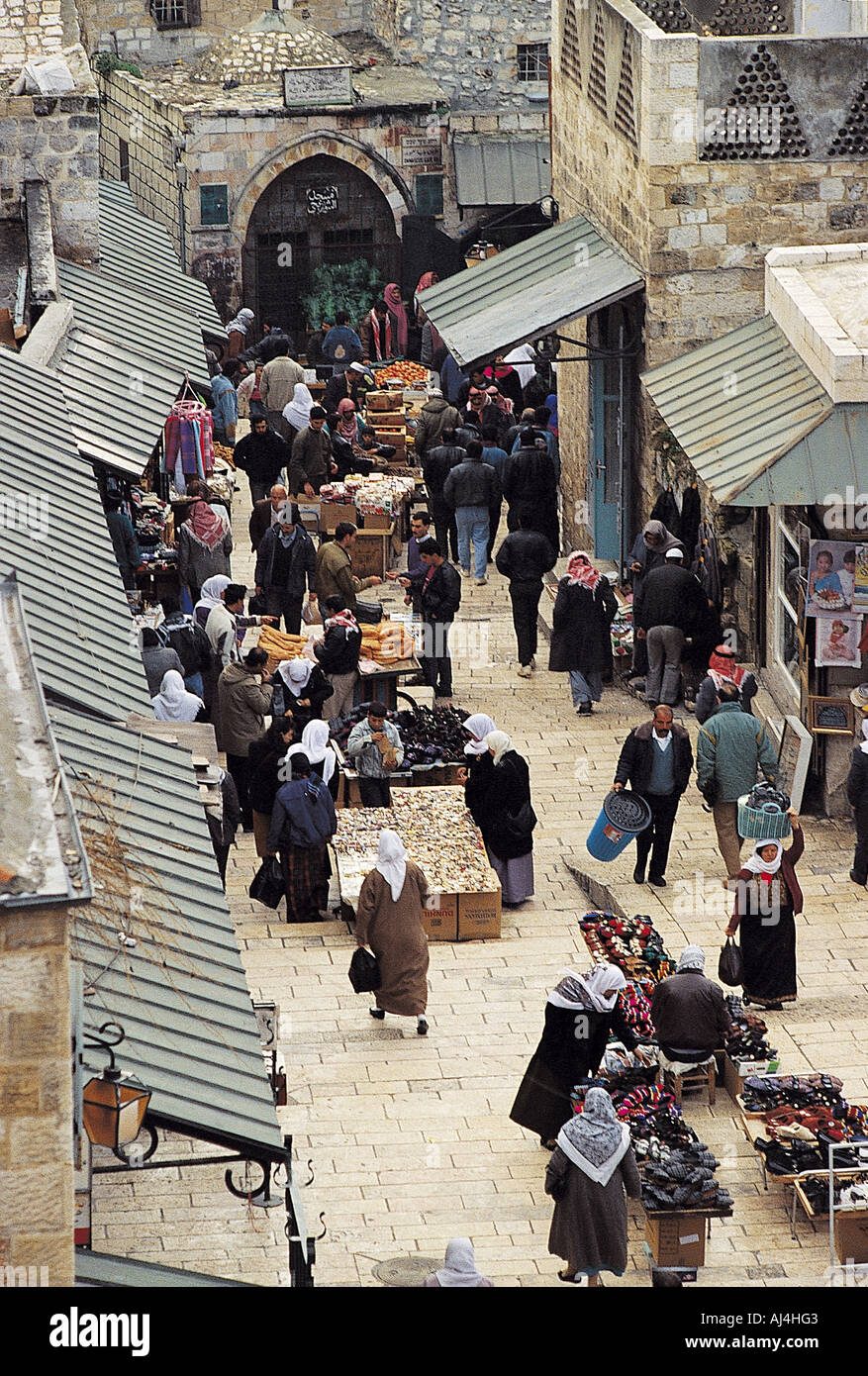 Markt im muslimischen Teil von Jerusalem. Stockfoto