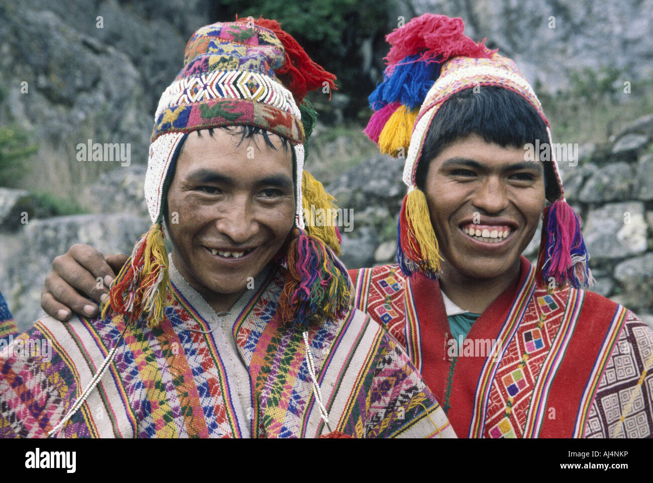 PERU-Träger auf dem Inka-Trail in Tracht Stockfoto