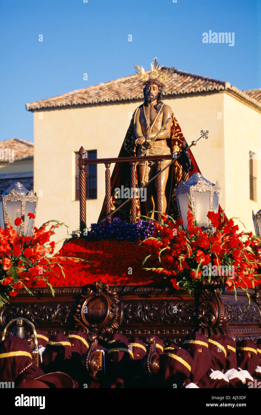 Religiöse Prozessionen Bruderschaften feiern von Ostern Woche Semana Santa in Ronda Malaga Andalusien Spanien Stockfoto