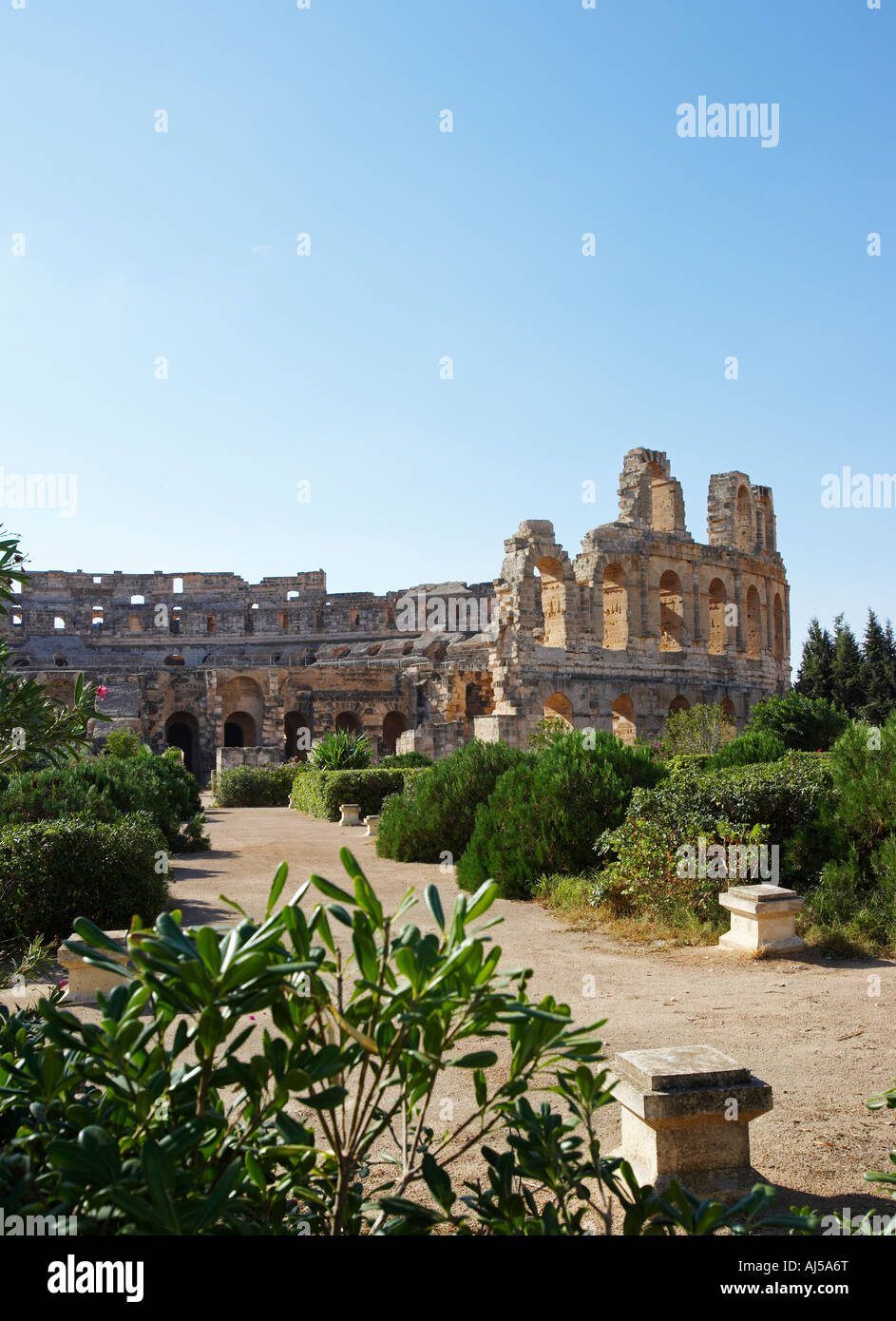 El Jem römischen Amphitheater, Tunesien Stockfoto