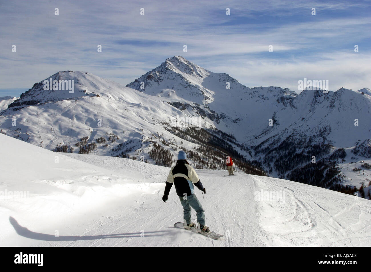 Italienisch Mountain Trail Route hoch im Skigebiet Sestriere Stockfoto