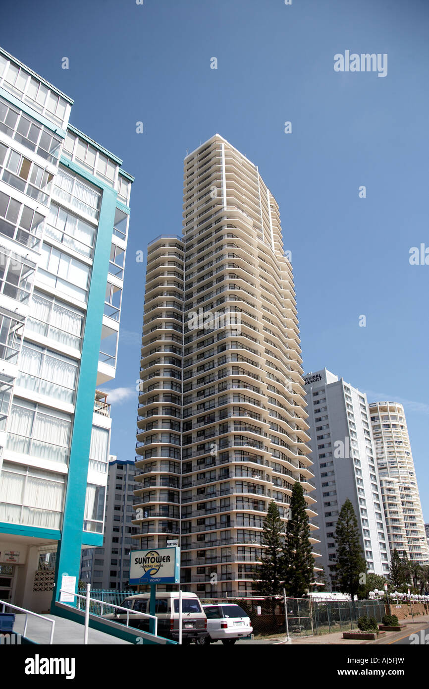 Hoch moderne Wohnung der Einheit Hochhäuser in Surfers Paradise Queensland QLD Australien Stockfoto