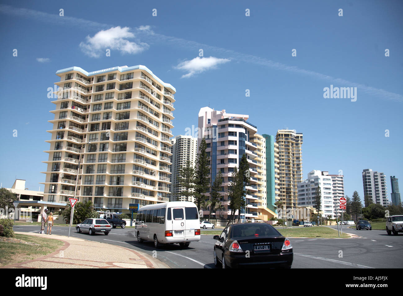 Hoch moderne Wohnung der Einheit Hochhäuser in Surfers Paradise Queensland QLD Australien Stockfoto