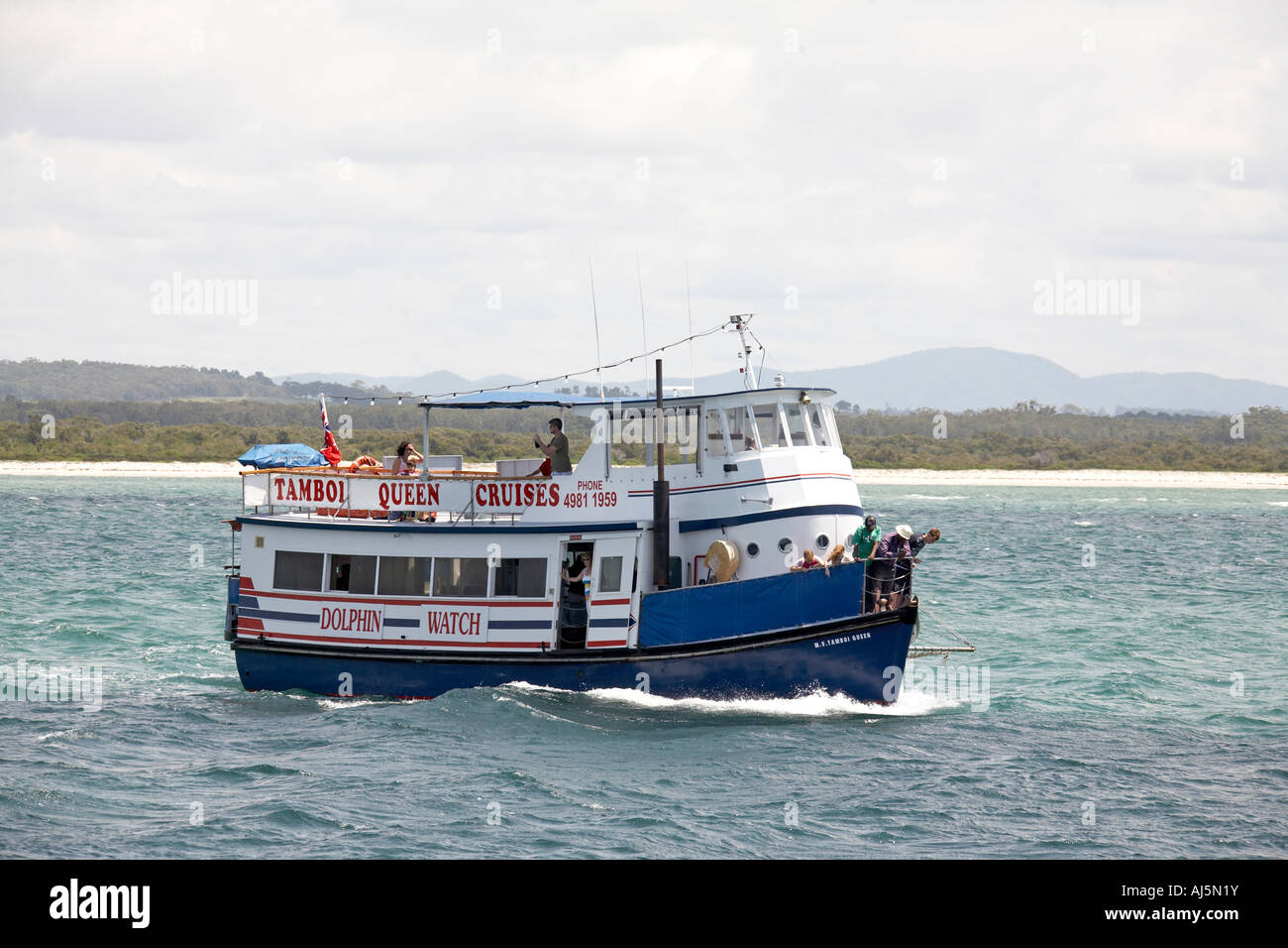 Tambol Queen Kreuzfahrten Boot auf Dolpin Watch in der Nähe von Hawks Nest Port Stephens New South Wales NSW Australia Stockfoto