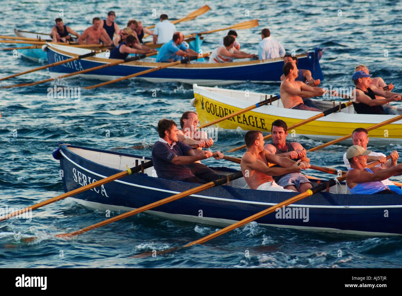 Gig-Rennen auf die Isles of Scilly Cornwall UK Stockfoto