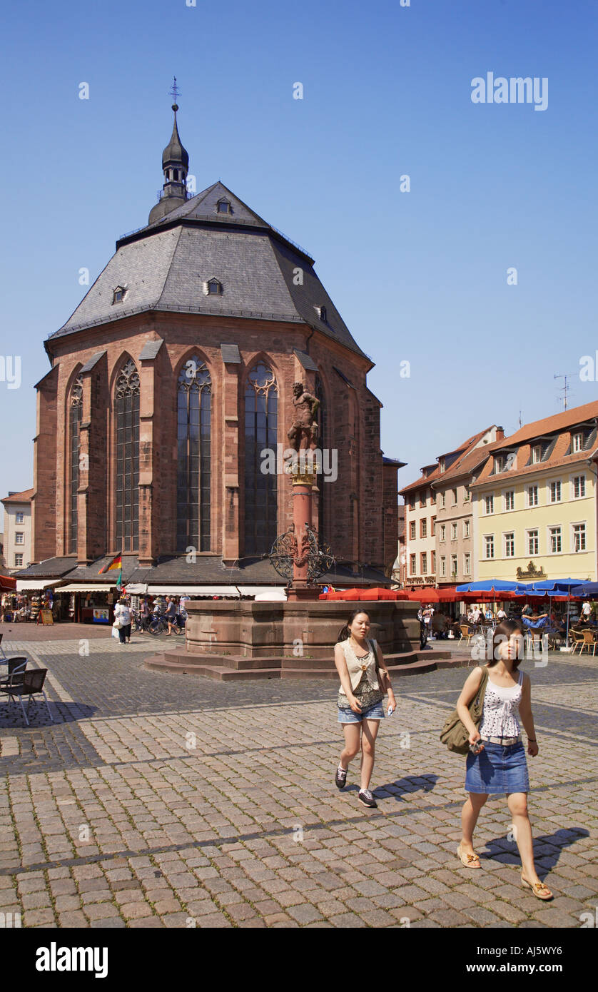 Heilig Geistkirche Kirche des Heiligen Geistes im Marktplatz Heidelberg Baden-Württemberg Deutschland Stockfoto