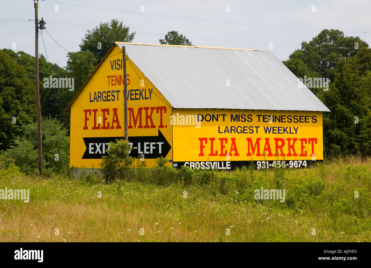 Foto zeigt Tennessee Flohmarkt Werbung USA auf Lager Stockfoto