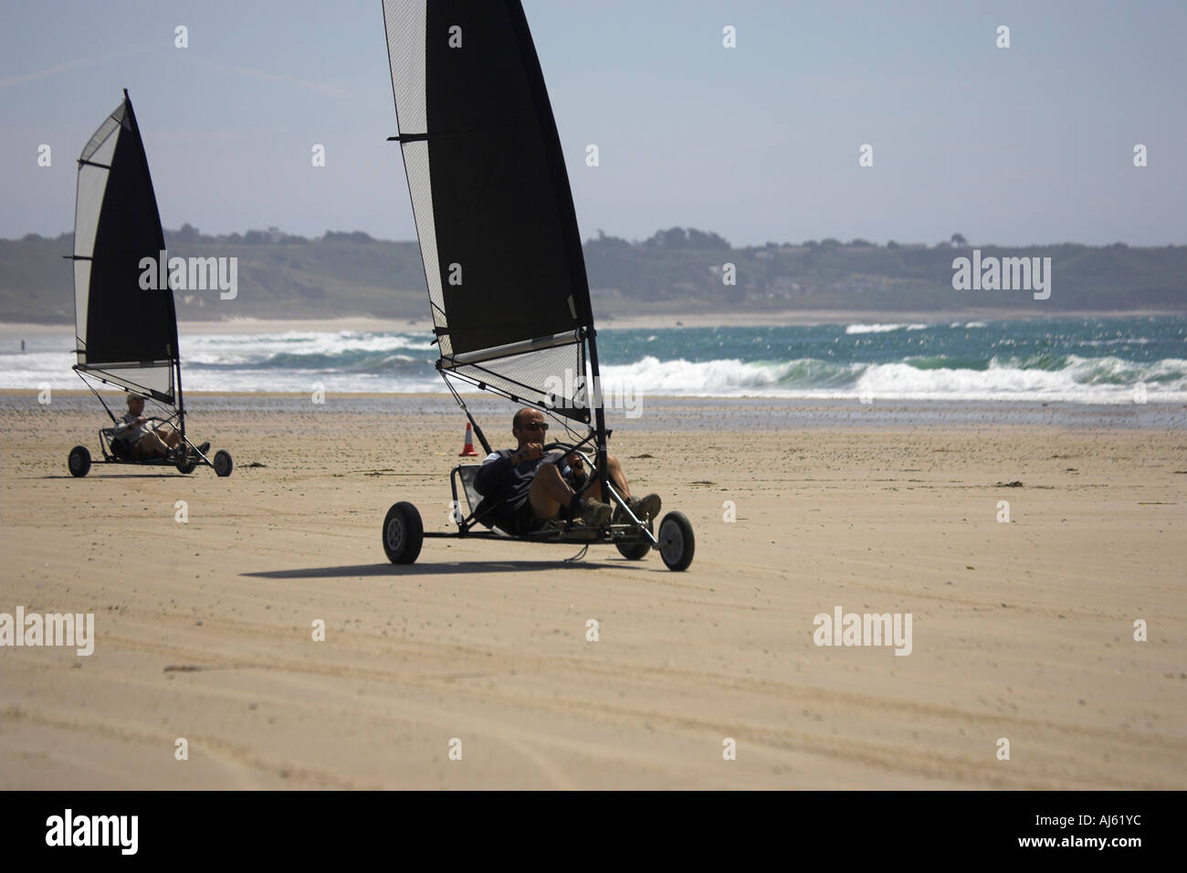 Jersey, Channel Islands UK auf fünf Meile Strand von St-Ouen Blo Karting Stockfoto