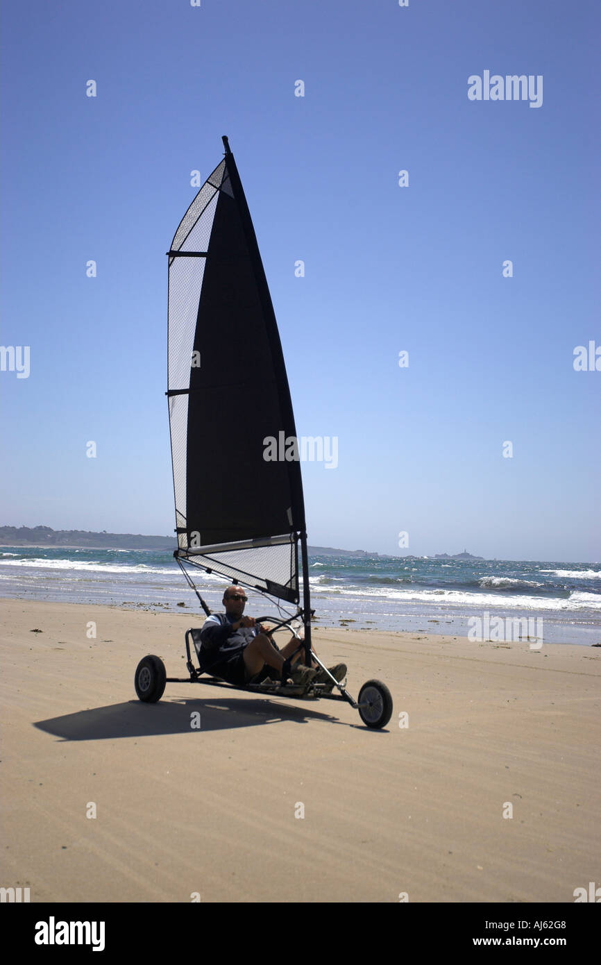 Jersey, Channel Islands UK auf fünf Meile Strand von St-Ouen Blo Karting Stockfoto