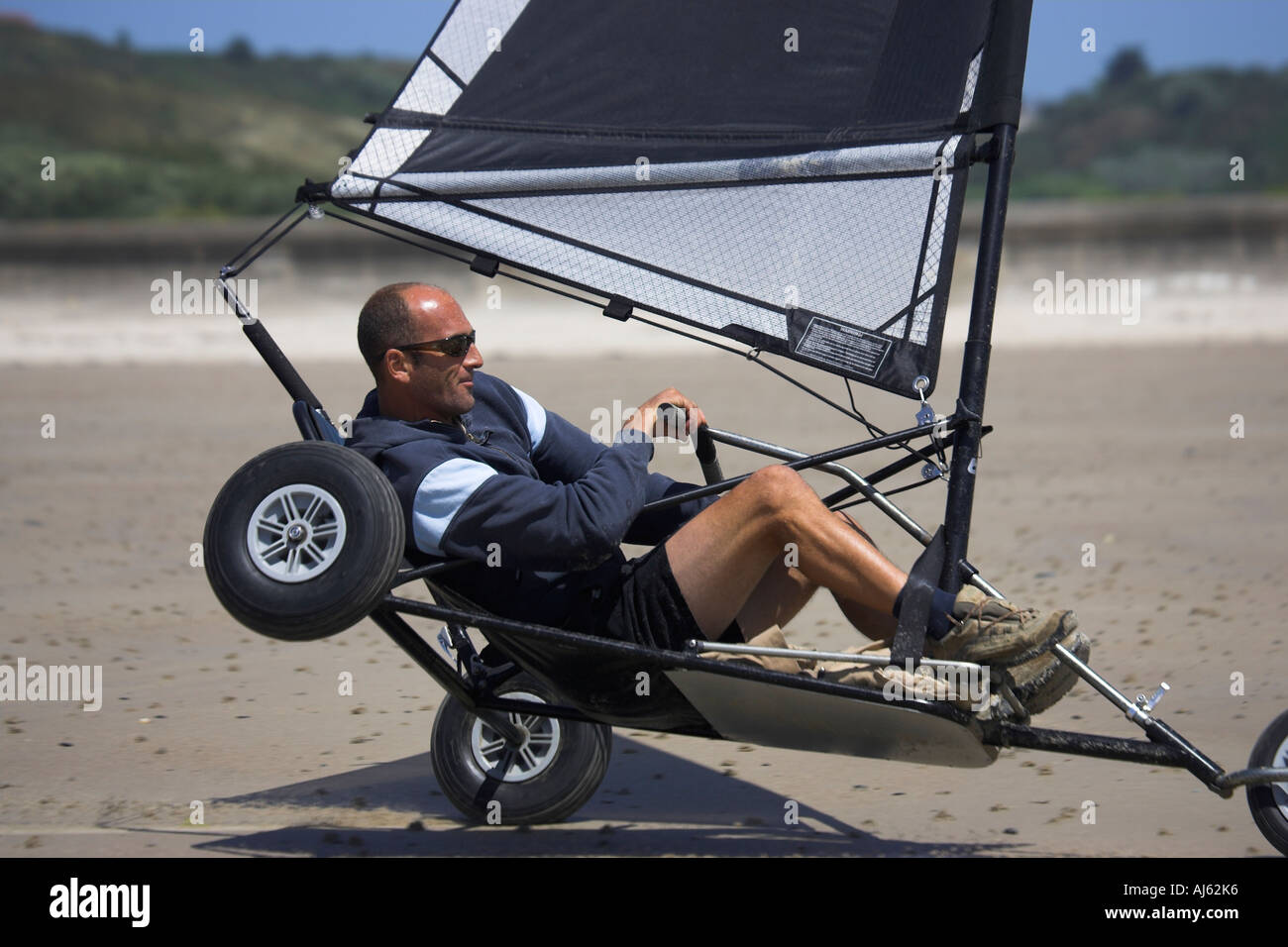 Jersey, Channel Islands UK auf fünf Meile Strand von St-Ouen Blo Karting Stockfoto