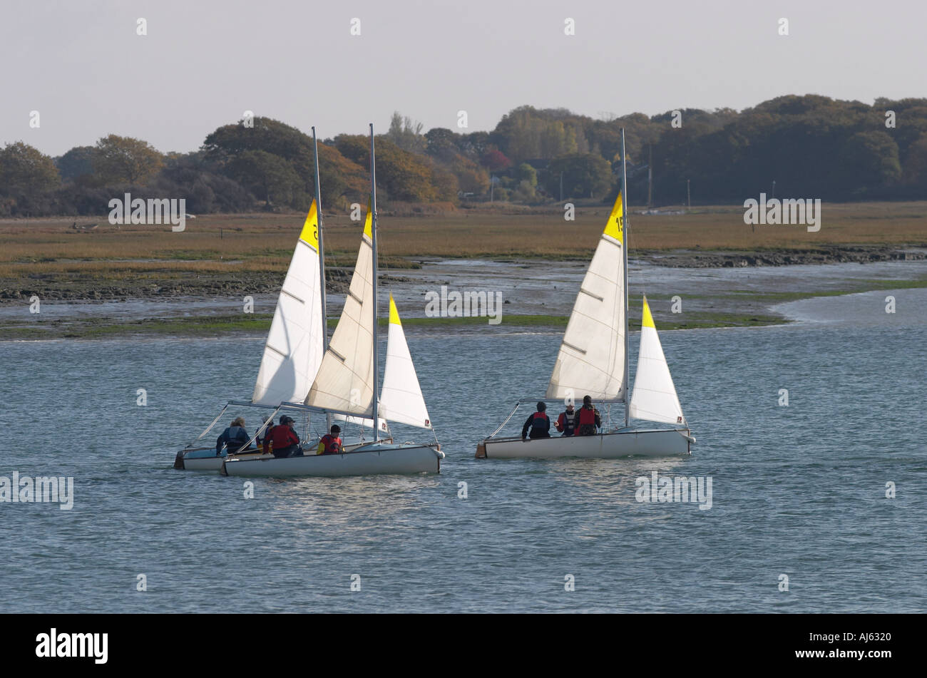 Kleine Yachten Bosham West Sussex Stockfoto