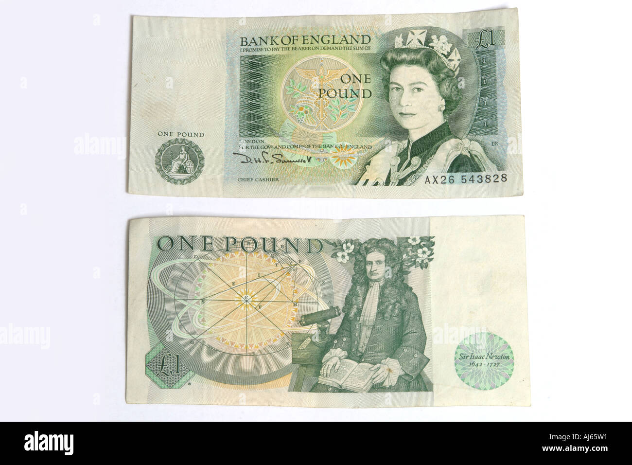 Bank von England ein-Pfund-Note aus den 80er Jahren Stockfoto