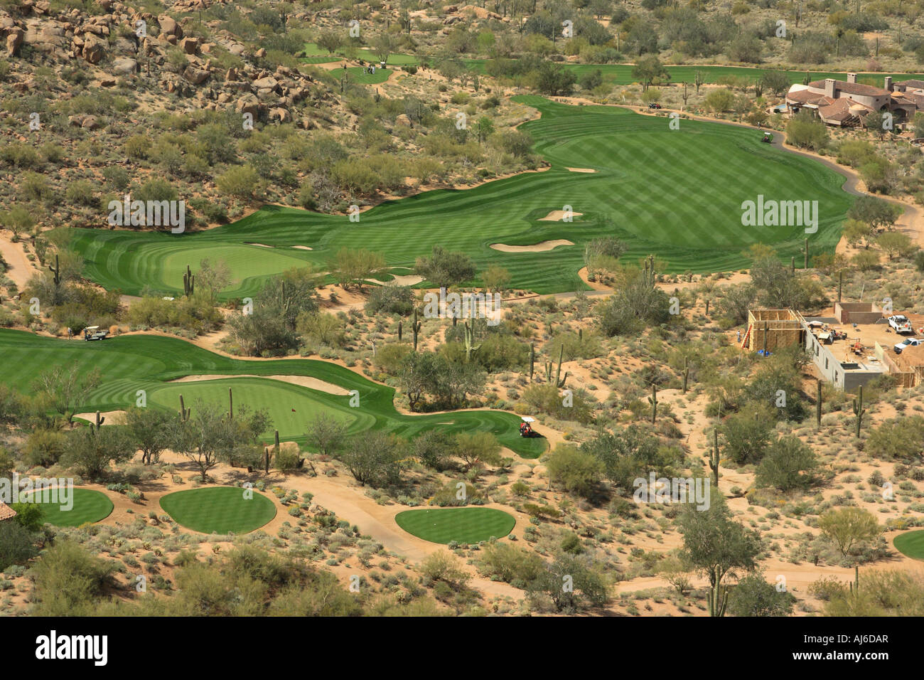 Colf Course Estancia, Blick vom Pinnacle Peak nach Nordwesten, Scottsdale, North Scottsdale, Arizona, USA Stockfoto