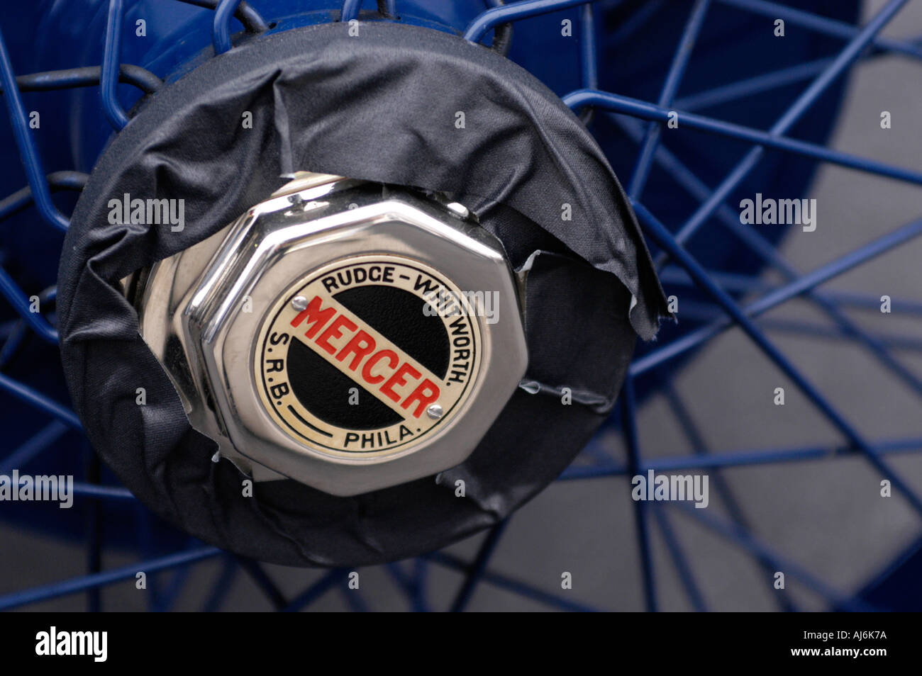 1913-Mercer-Rennen über Draht Rad detail Stockfoto