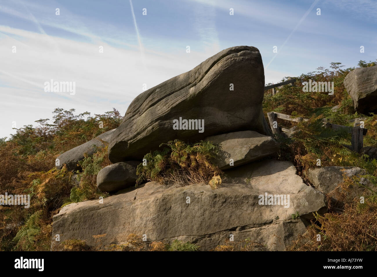 Kröten Mund Rock in der Nähe von Hathersage Stockfoto
