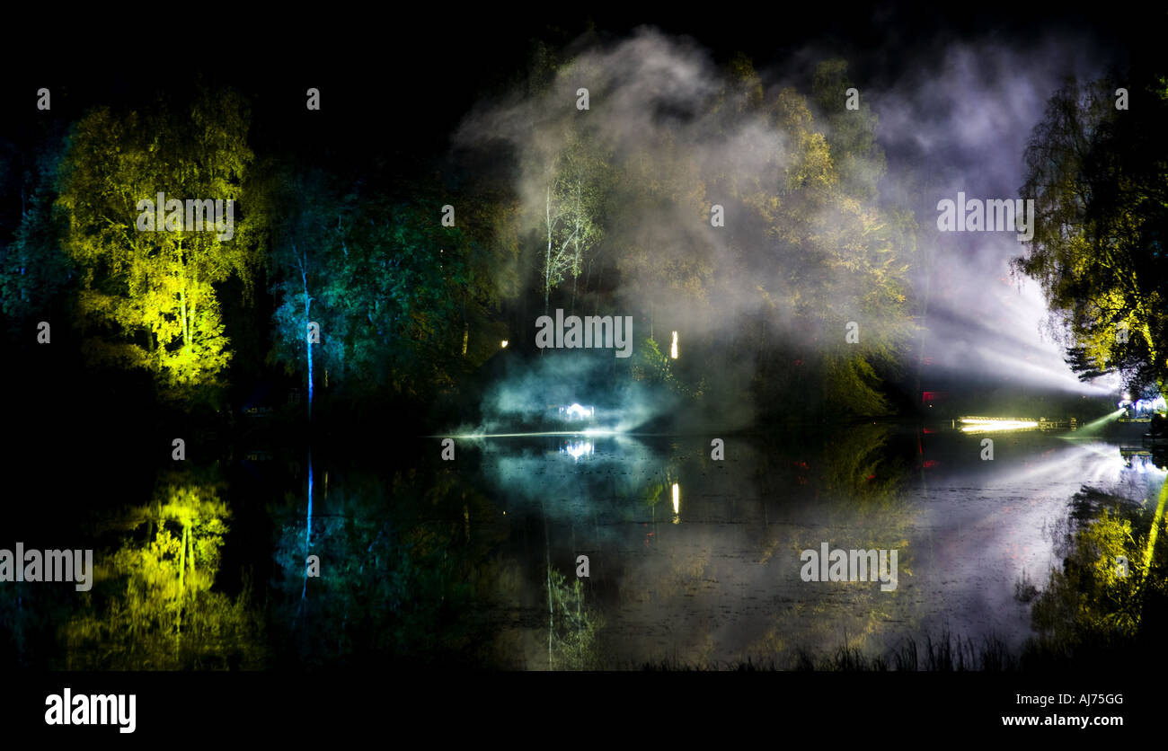 Enchanted Forest Beleuchtung Display, Perthshire, Schottland Stockfoto