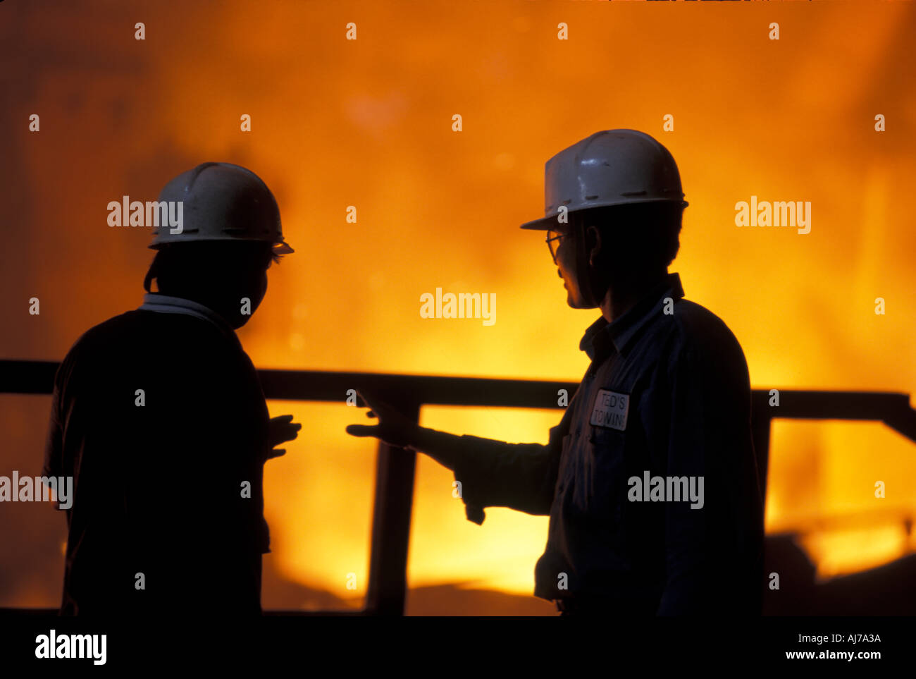 Arbeitnehmer bei der Segel Steel Authority of India Ltd Pflanzen Bokaro Jharkhand Indien Stockfoto