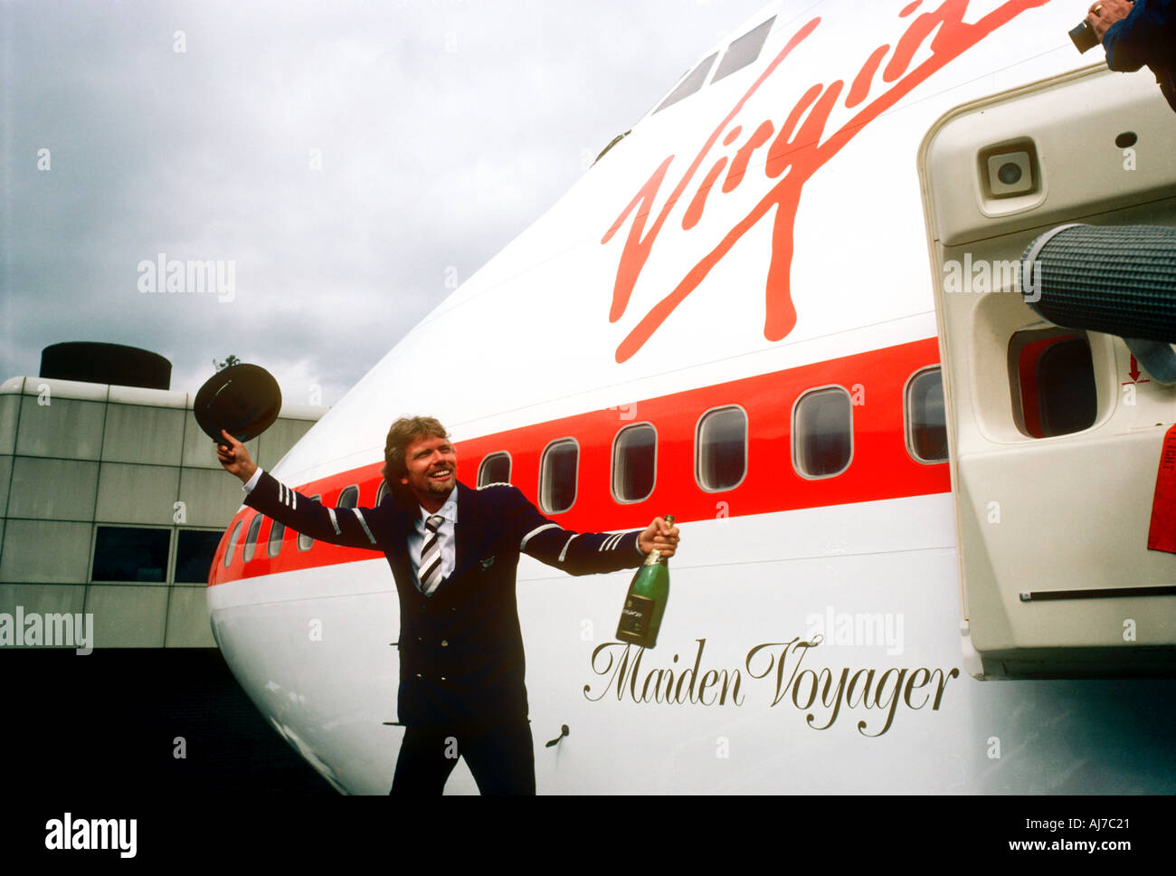 UK Großbritannien London Erstflug des jungfräulichen Flugzeug Richard Branson Besitzers SB Stockfoto